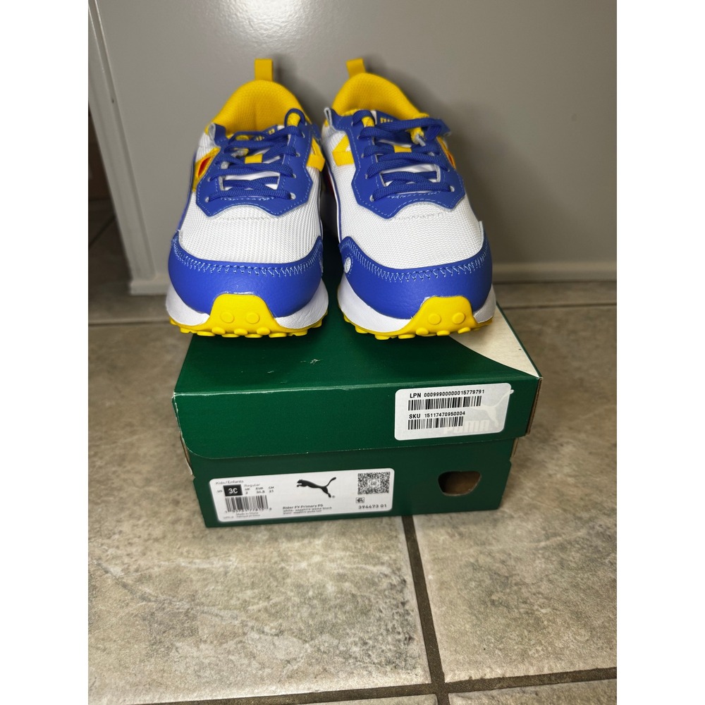 Puma Kids R78 Future Sneaker White Blue Yellow Toddler Size 3C